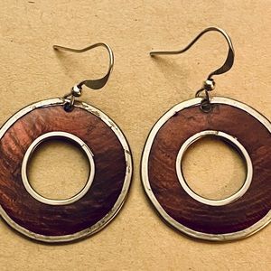 Capiz Shell Earrings by Culture Mix - Earth Brown